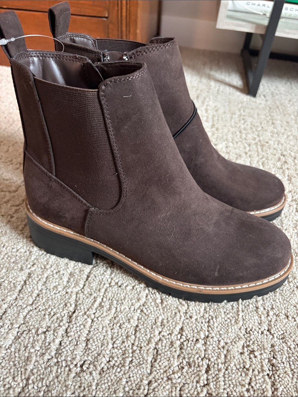 kenzie Dark Brown Suede Chelsea Ankle Boots